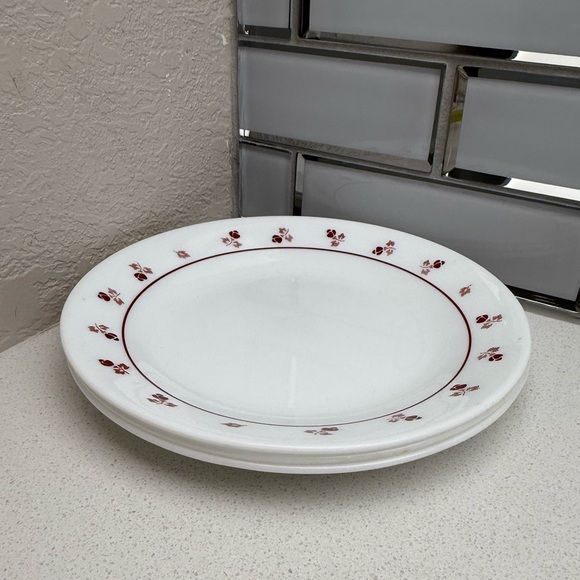 Vintage Corelle Dessert Bread and Butter Plates Burgundy Rose 1990s Set of 3 - Picture 2 of 8